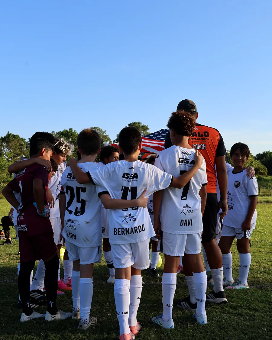 Players hugging before the game